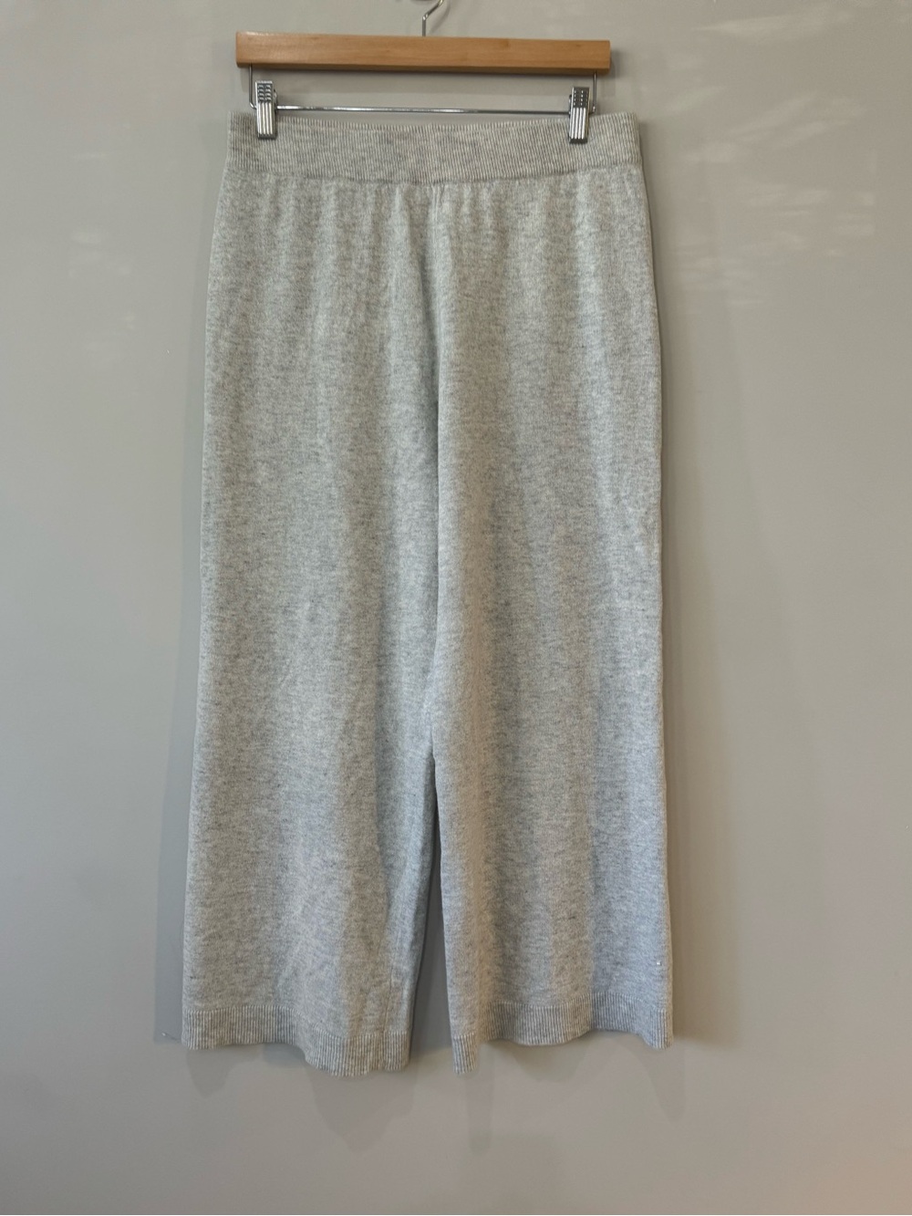 Pearl by Lela Rose Wool Cashmere Blend Light Gray Knit Wide-Leg pants Medium